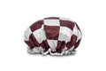 MANOR ROAD SHOWER CAP. BORDEAUX CHECKER. PRE-ORDER