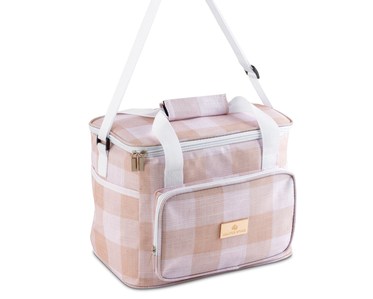 FOOD COOLER BAG - LINEN GINGHAM NATURAL. PRE-ORDER