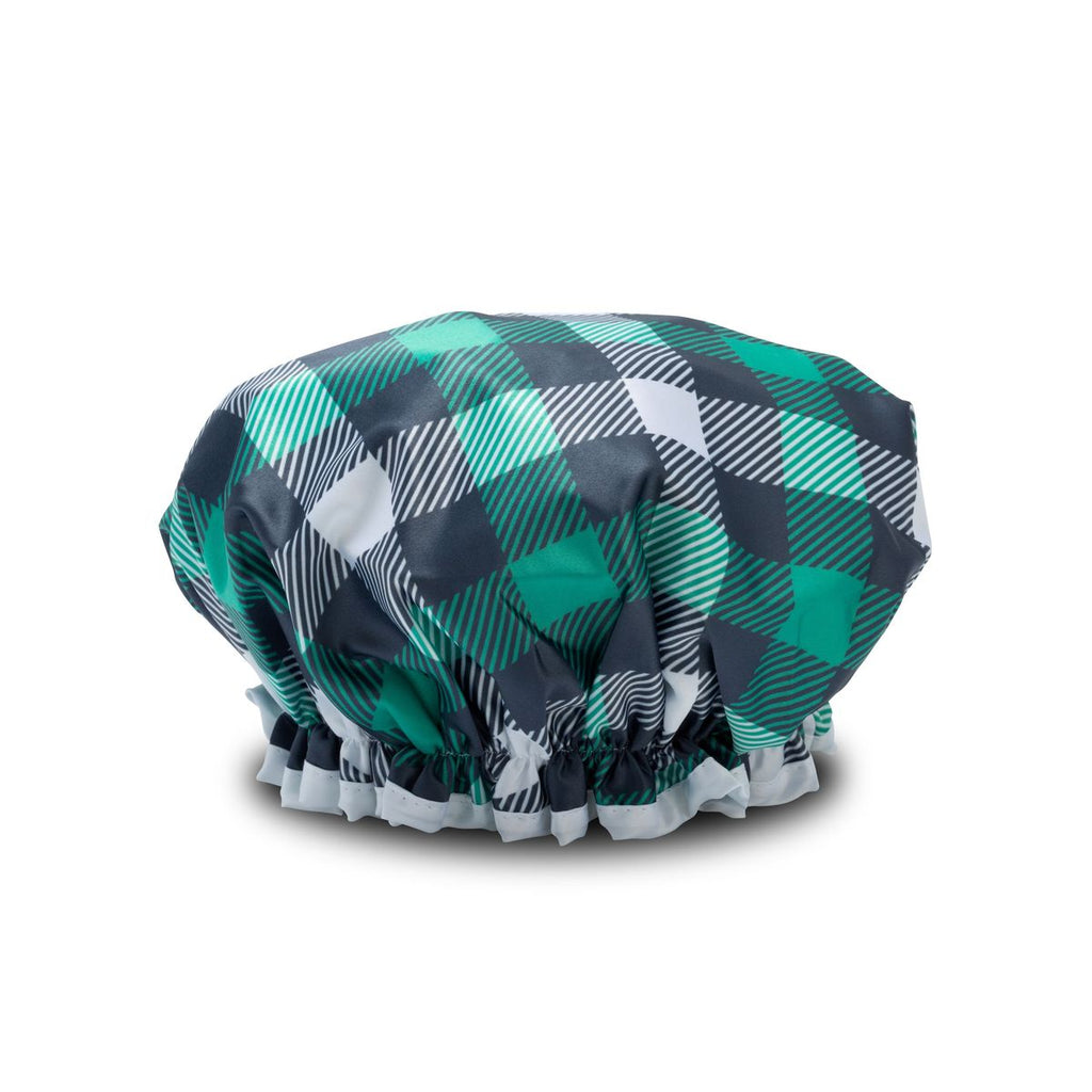 MANOR ROAD SHOWER CAP. CLASSIS PLAID GREEN. PRE-ORDER