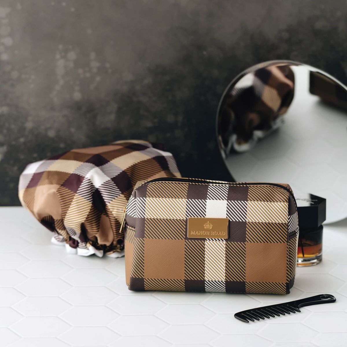 MANOR ROAD TRAVEL BAG. CLASSIC PLAID TAN. PRE-ORDER