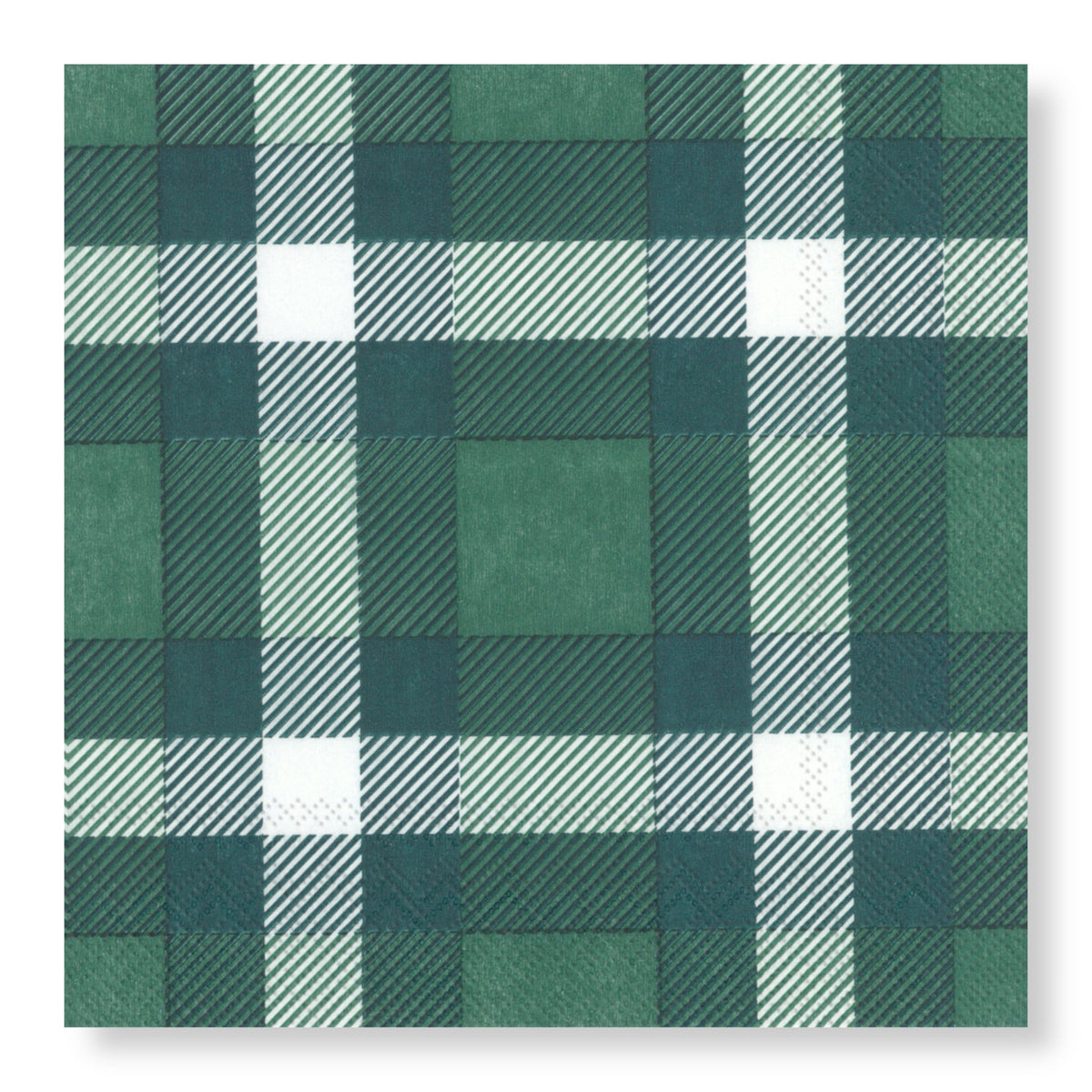 MANOR ROAD CLASSIC PLAID GREEN NAPKINS. DINNER, LUNCHEON, COCKTAIL. 20PK. PRE-ORDER