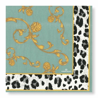 MANOR ROAD VICTORIAN LEOPARD NAPKINS. LUNCHEON & COCKTAIL. PRE-ORDER