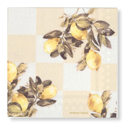 MANOR ROAD CITRONS NAPKINS. DINNER, LUNCHEON, COCKTAIL. 20PK.  PRE-ORDER