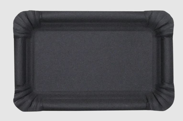 PARIS BLACK RECTANGLE PLATE. 50 PACK