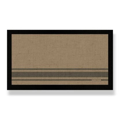 MANOR ROAD SMALL BAR MAT. COFFEE STRIPE LINEN. PRE-ORDER