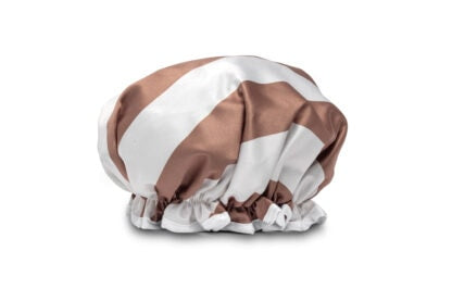 MANOR ROAD SHOWER CAP. TAN STRIPE. PRE-ORDER