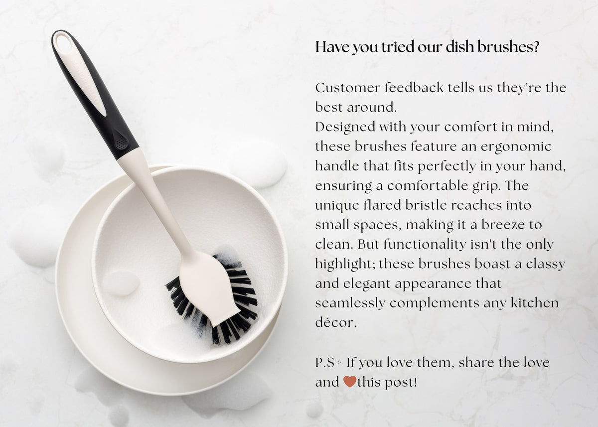 MANOR ROAD DISH BRUSH - BLACK & PEBBLE