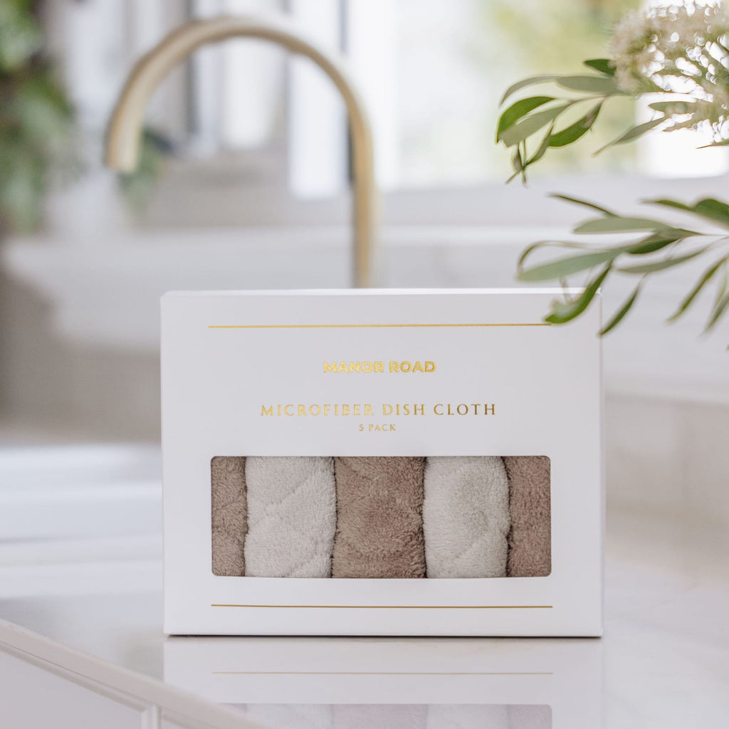 MANOR ROAD MICROFIBRE DISH CLOTH. PACK OF 5